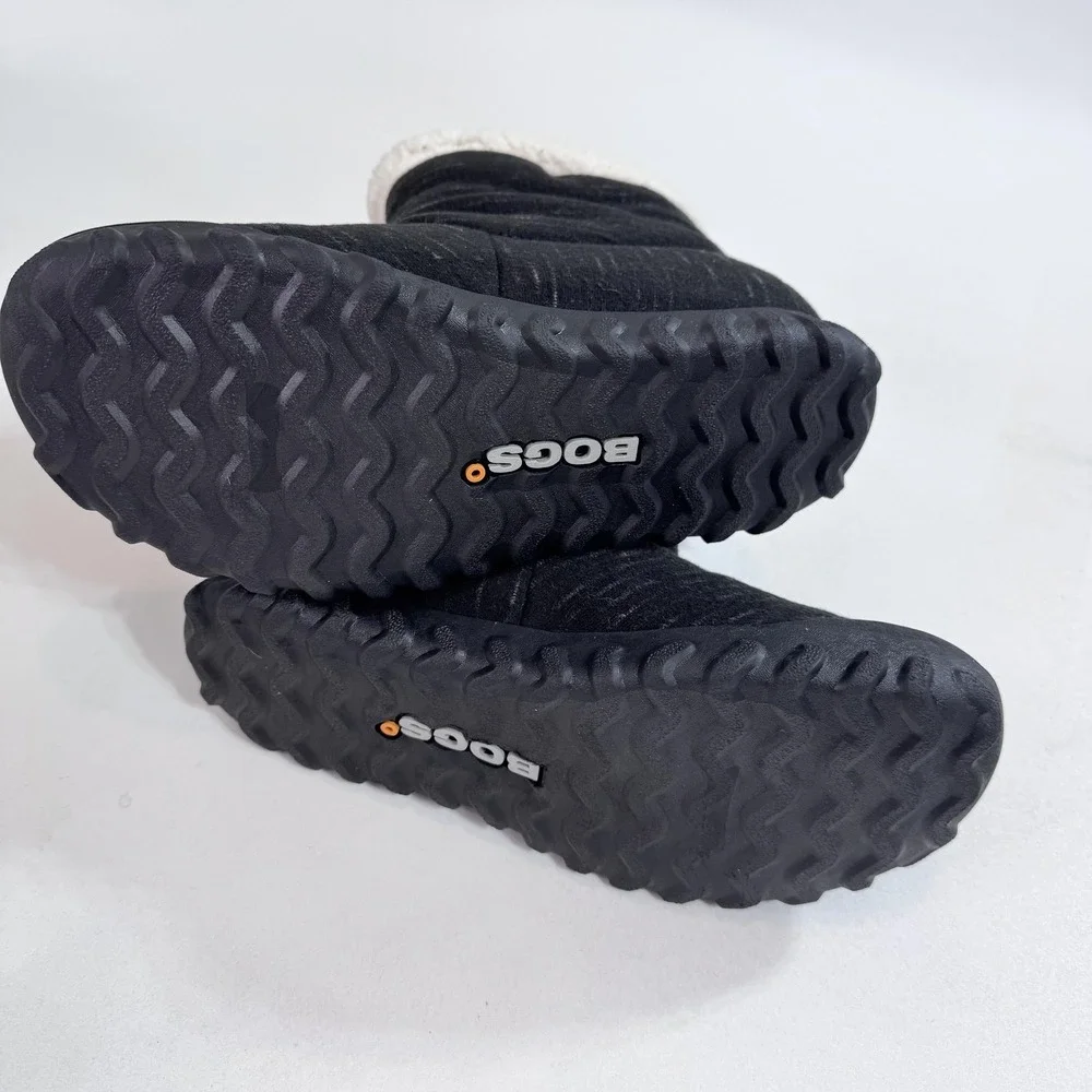 Bogs BMOC II Dash Boots Womens Size 7 Black Ankle Waterproof‎ Faux Fur Lined